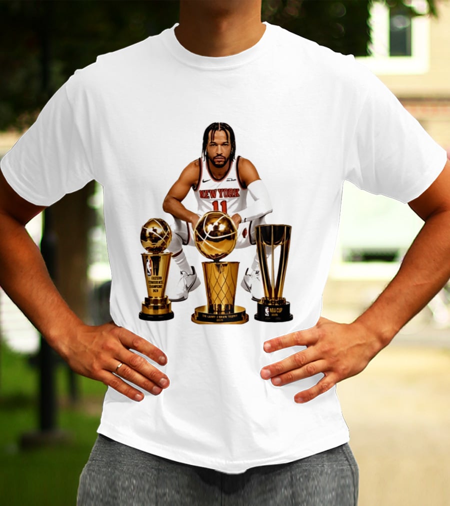 New York Knicks Jalen Brunson 11 Trophy Collection NBA Champions T-Shirt