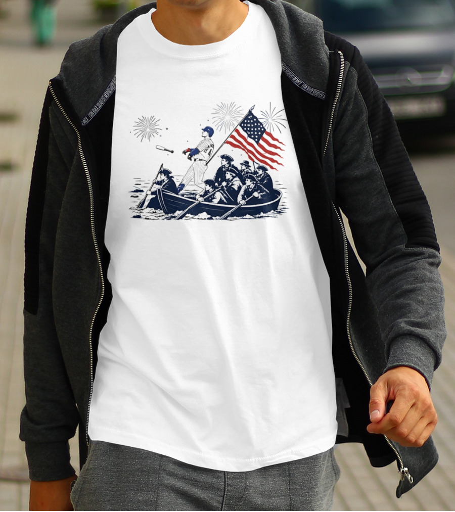 Chicago Cubs Patriotic Crossing The Delaware 4th Of July Meme T-Shirt