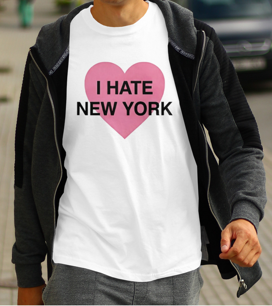 I Hate New York Pink Heart Sarcastic Humor T-Shirt