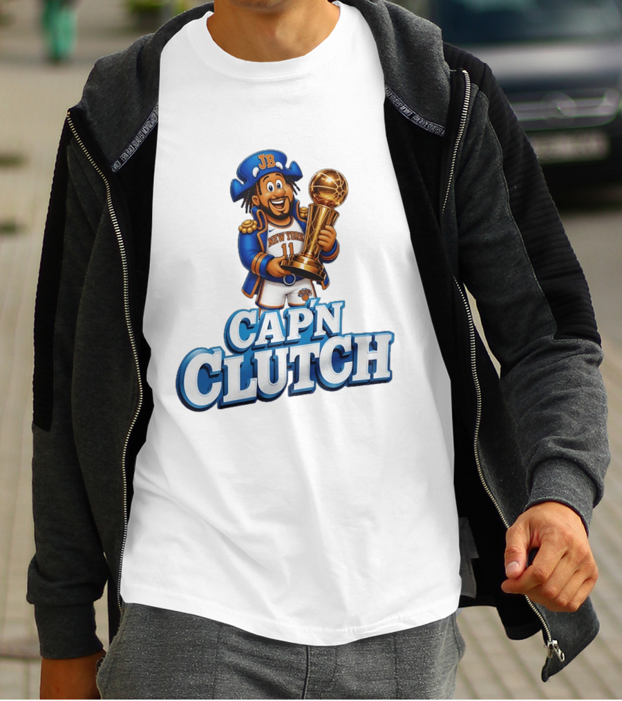 Jalen Brunson Capn Clutch New York Knicks Cartoon MVP T-Shirt