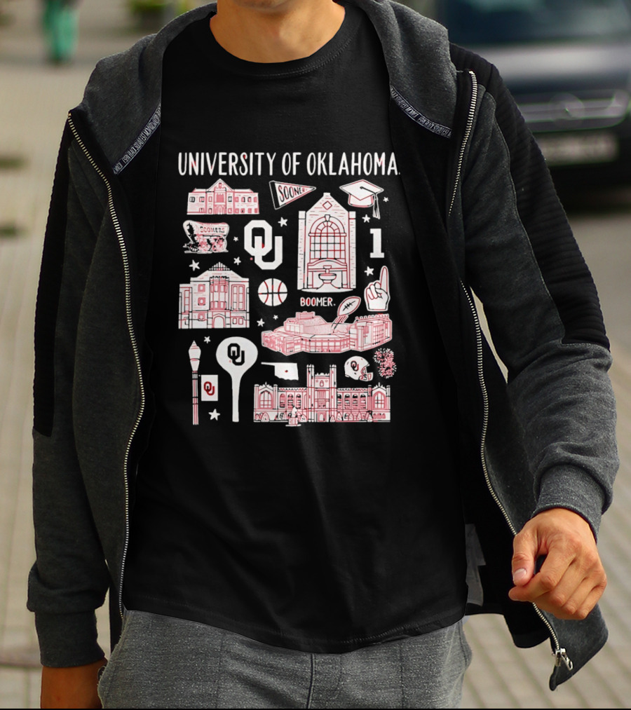 University Of Oklahoma Boomer Sooner Iconic Landmarks T-Shirt