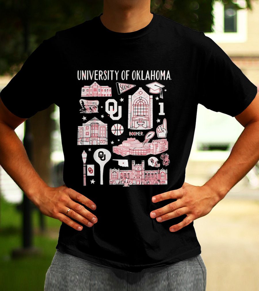 University Of Oklahoma Boomer Sooner Iconic Landmarks T-Shirt