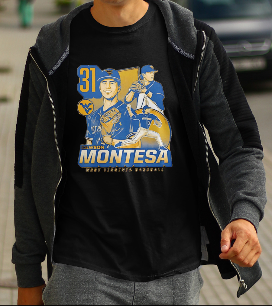 West Virginia Baseball Dawson Montesa 31 Mountaineers T-Shirt