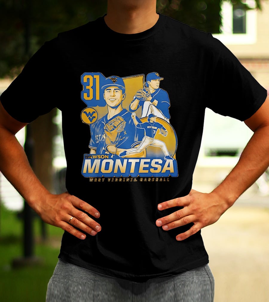 West Virginia Baseball Dawson Montesa 31 Mountaineers T-Shirt