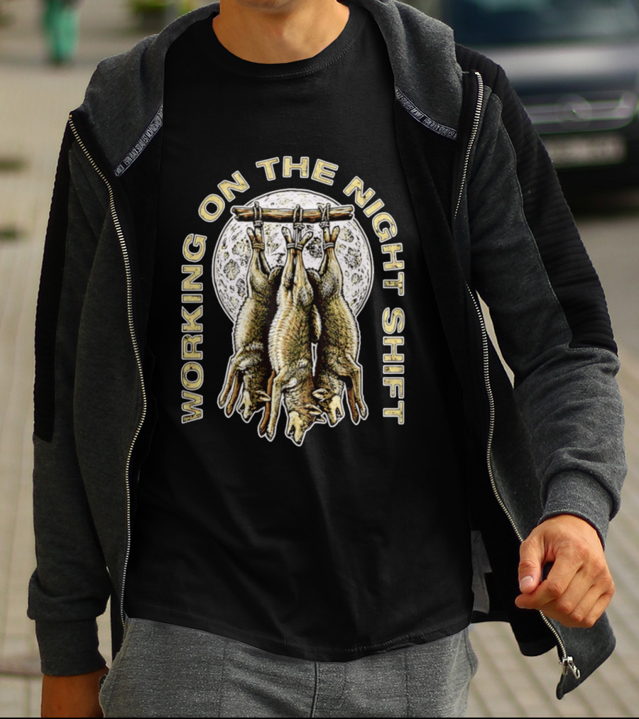 Working On The Night Shift Hanging Bats Full Moon T-Shirt