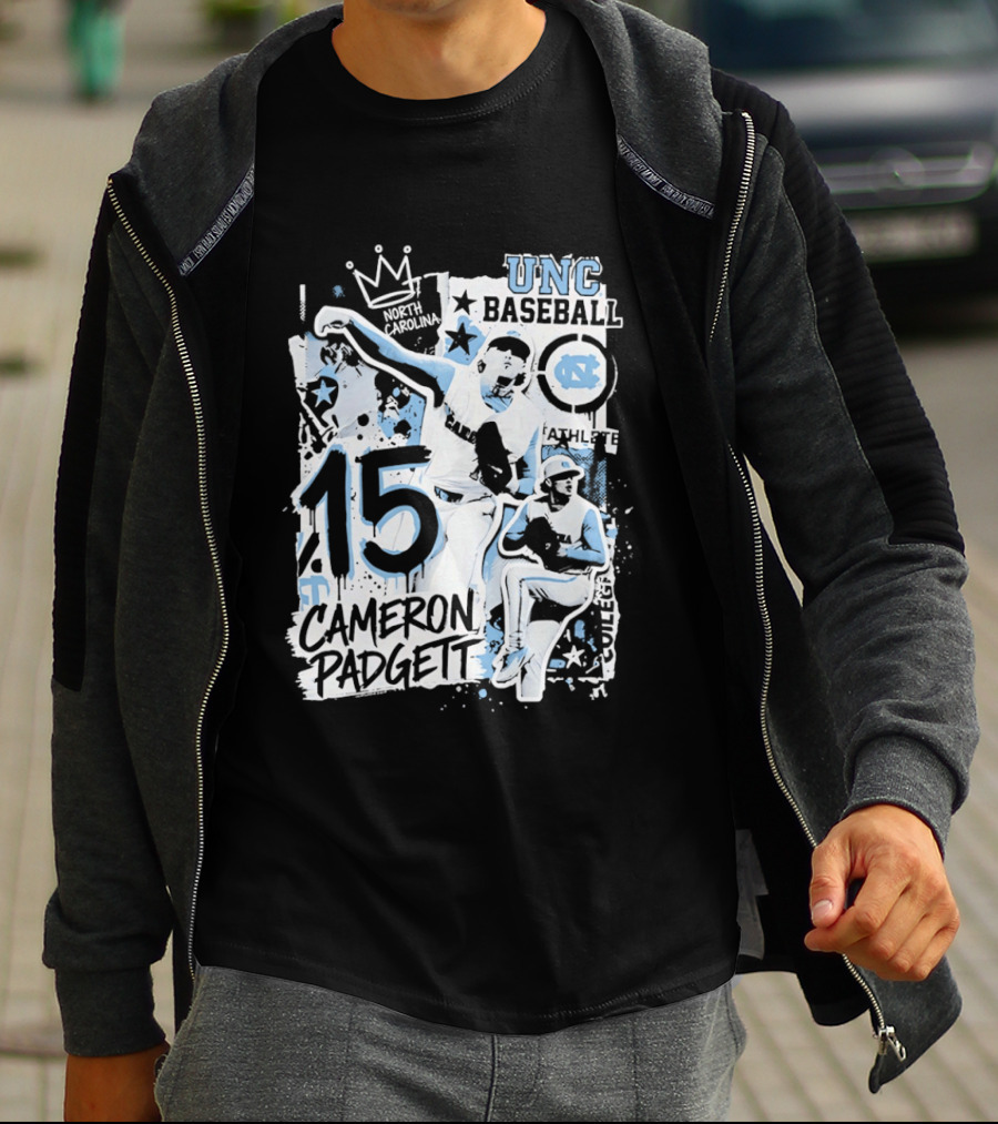 UNC Baseball Cameron Padgett 15 Tar Heels T-Shirt