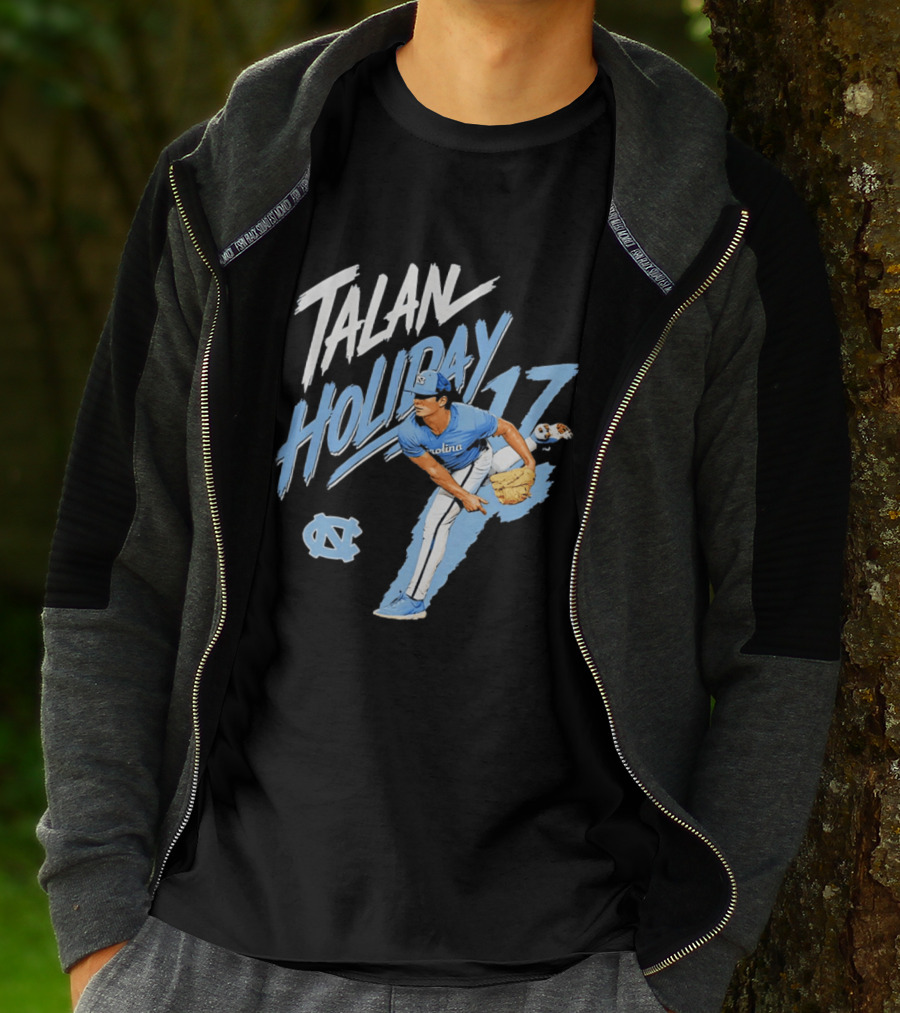 North Carolina Tar Heels Talan Holiday 17 Pitching Action T-Shirt