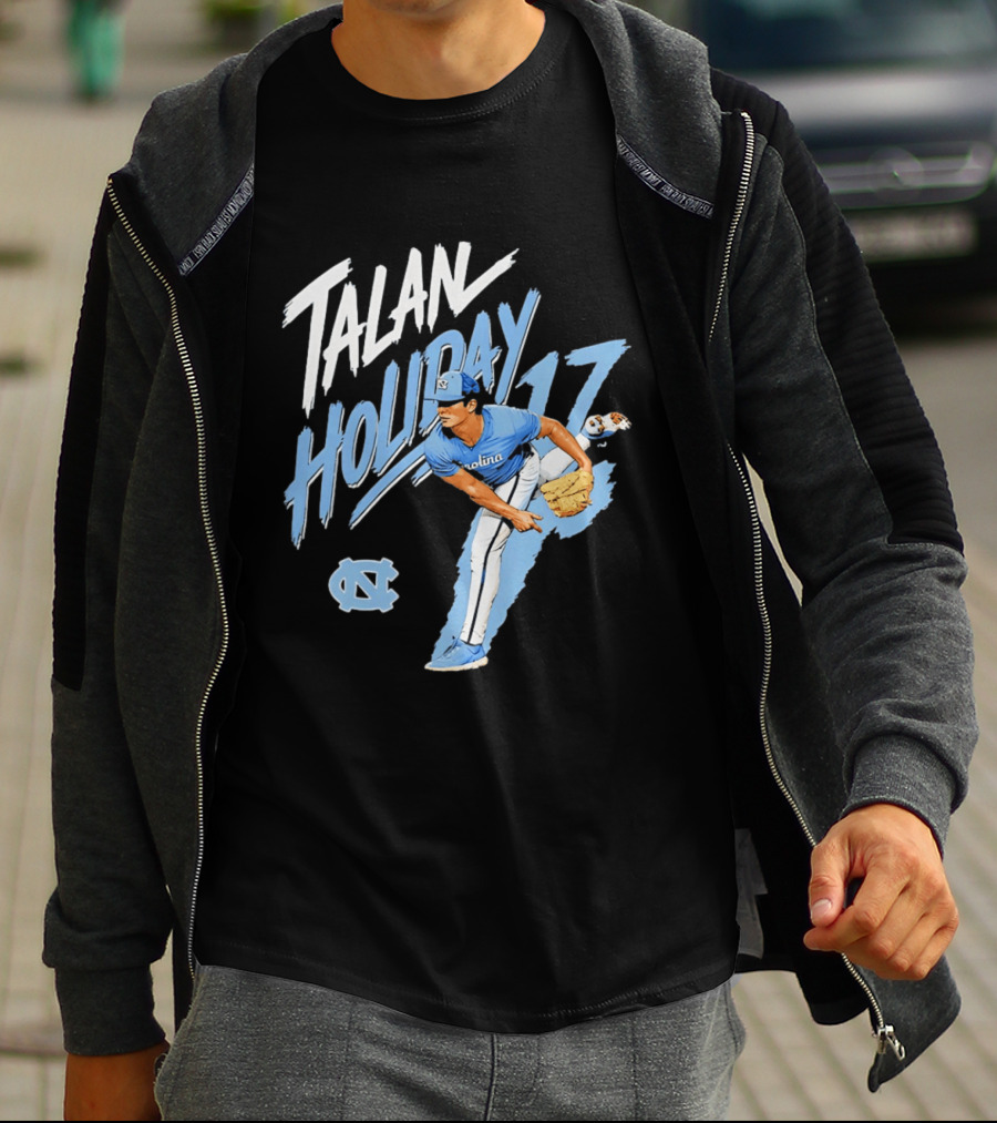 North Carolina Tar Heels Talan Holiday 17 Pitching Action T-Shirt