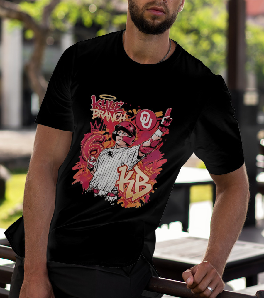 Oklahoma Sooners Kyle Branch 6 Graffiti KB T-Shirt