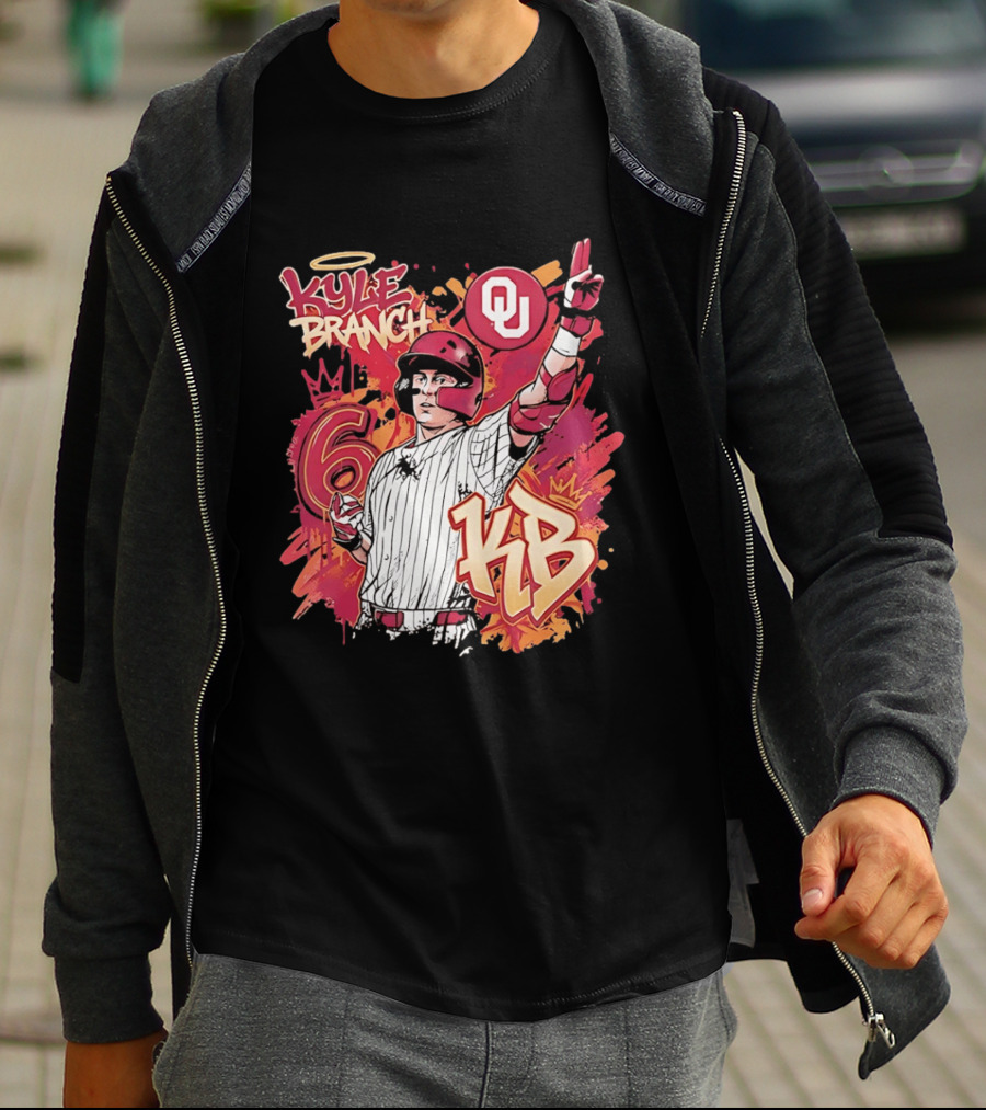 Oklahoma Sooners Kyle Branch 6 Graffiti KB T-Shirt