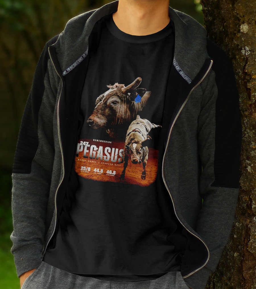Remembering Pegasus 247 Legendary Rodeo Bull Statistics 25/8 44.8 46.8 T-Shirt