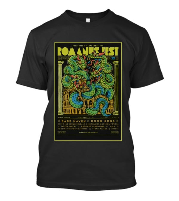 Romanus Fest VII August 15 2026 Indianapolis Black Circle Featuring Babe Haven Doom Gong T-Shirt