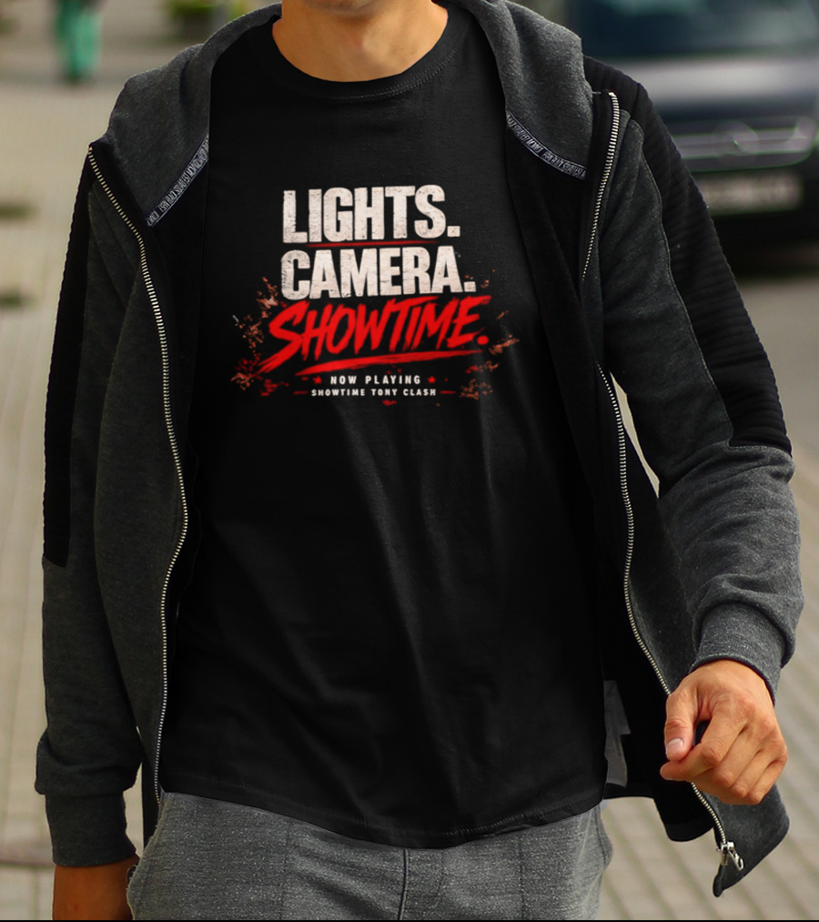 Lights Camera Showtime Now Playing Showtime Tony Clash T-Shirt