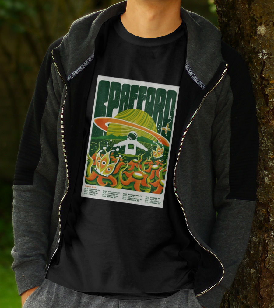 Spafford Summer 2026 Tour Space Astronaut And Alien Flowers T-Shirt