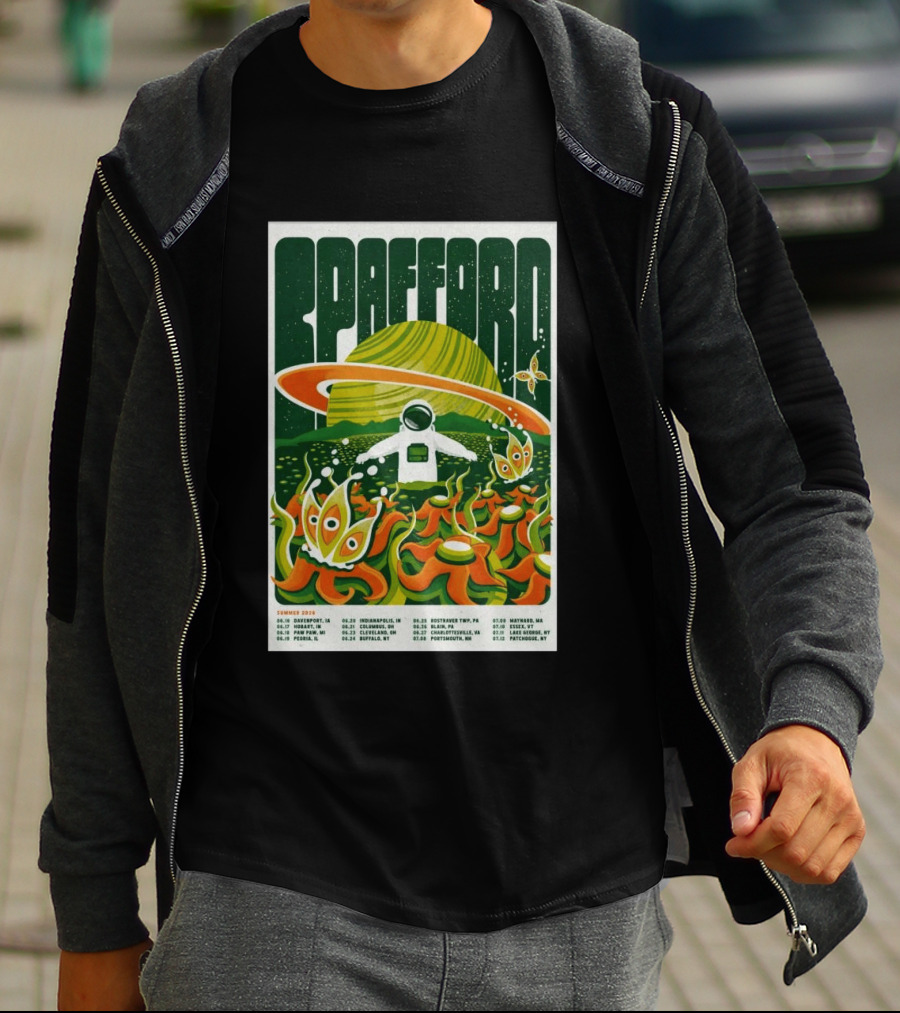 Spafford Summer 2026 Tour Space Astronaut And Alien Flowers T-Shirt