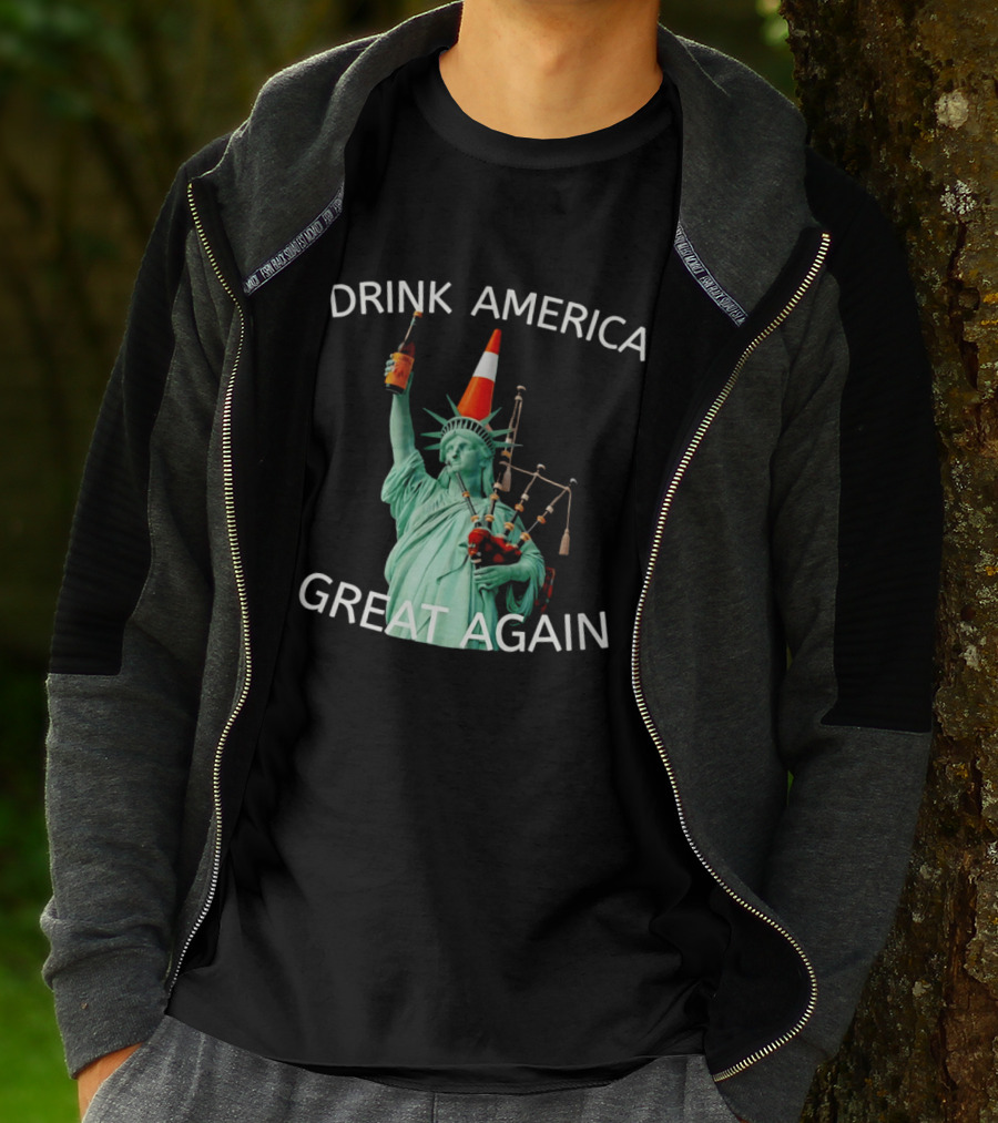 Statue Of Liberty Drink America Great Again Cone And Bagpipes T-Shirt