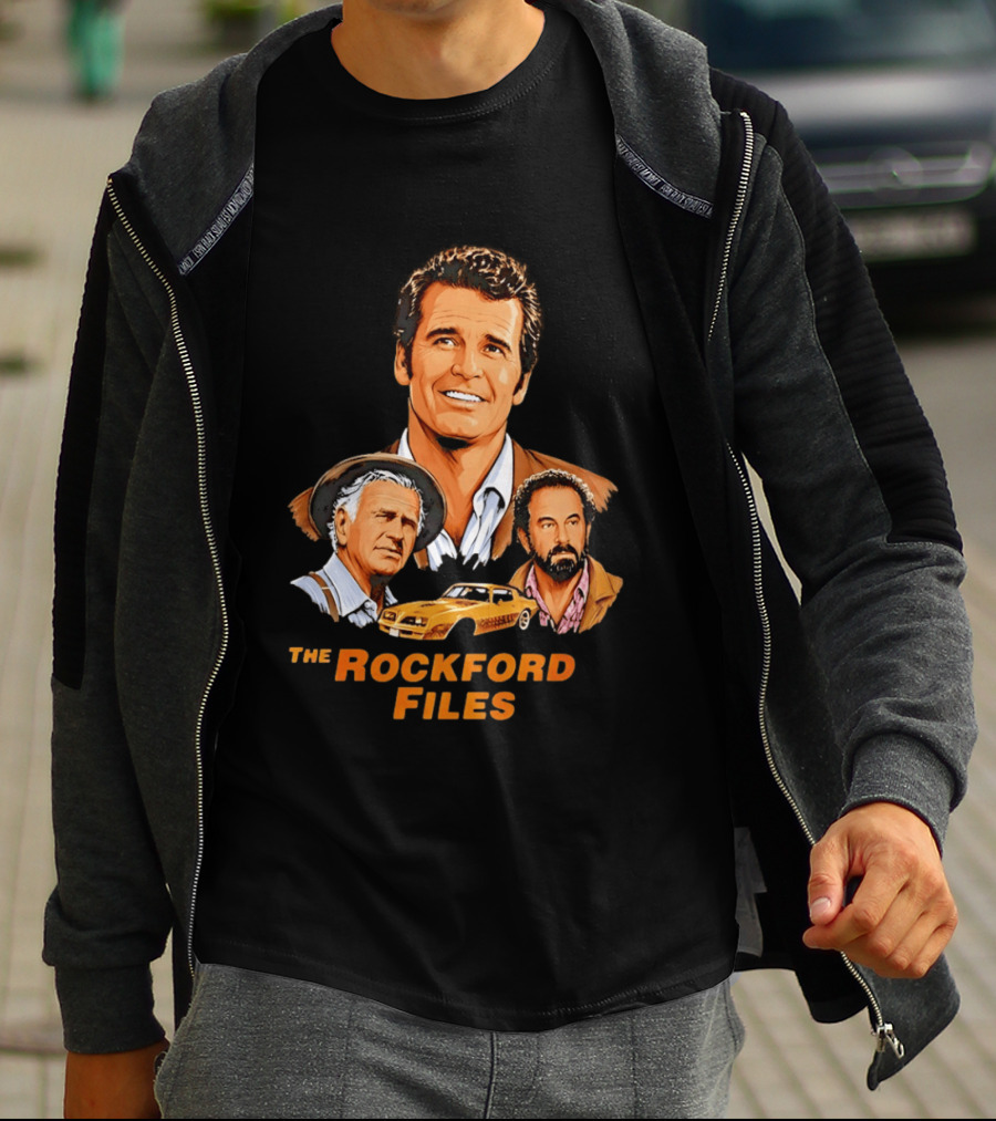 The Rockford Files 1970s James Garner Iconic Cast And Car T-Shirt