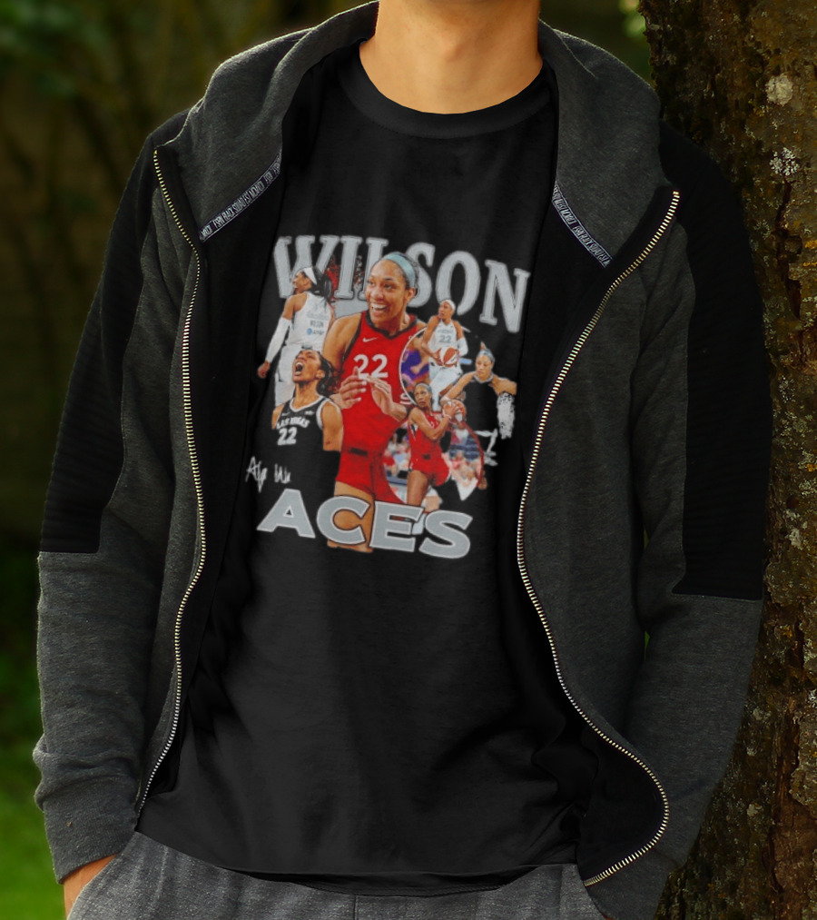 A'ja Wilson Las Vegas Aces Fly With Aces Collage T-Shirt