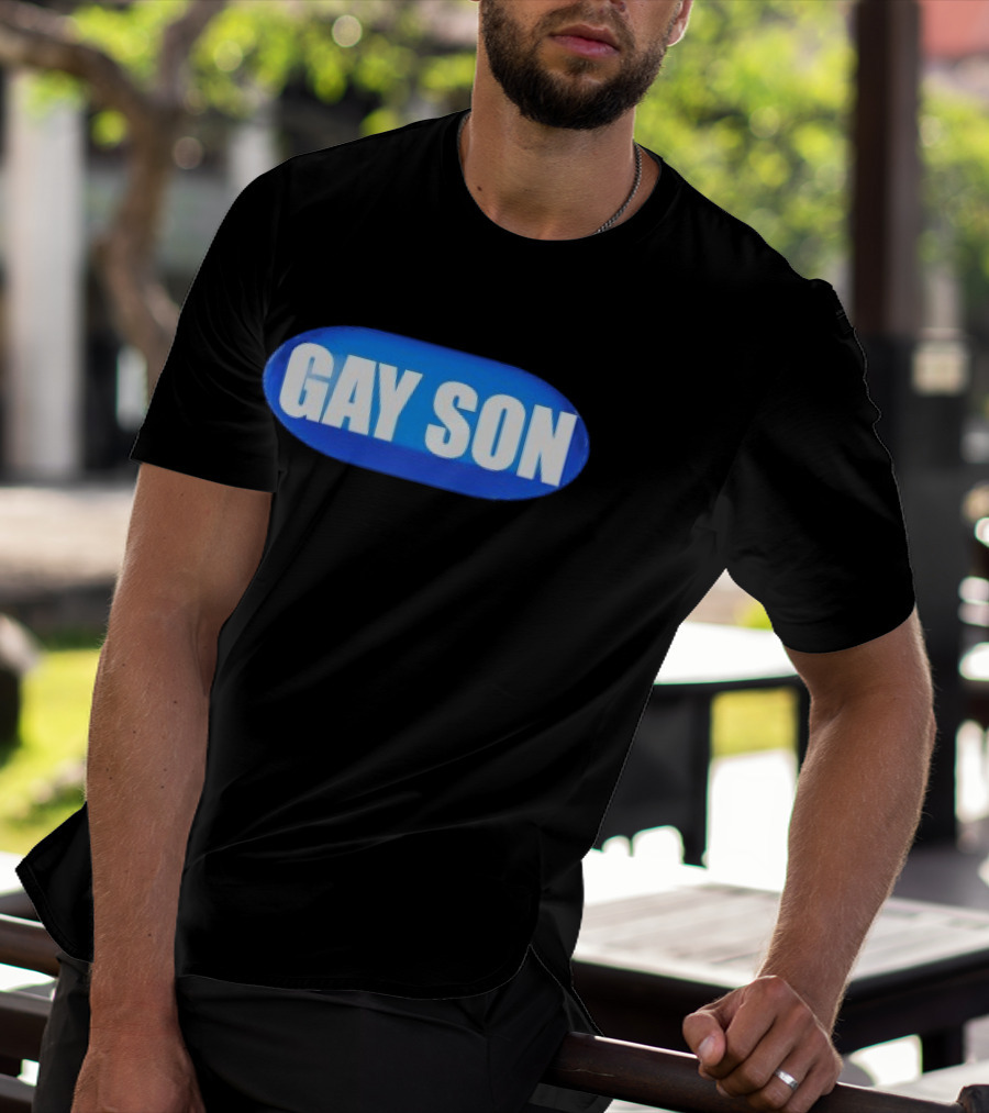 Gay Son Pill Blue Oval T-Shirt