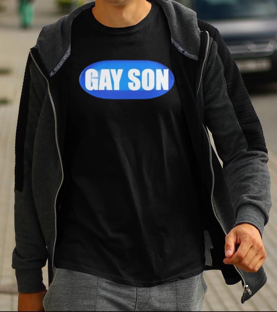 Gay Son Pill Blue Oval T-Shirt