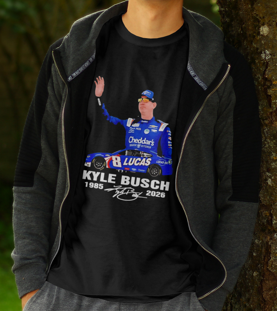 Kyle Busch 1985 2026 Lucas Oil Cheddar's Scratch Kitchen T-Shirt