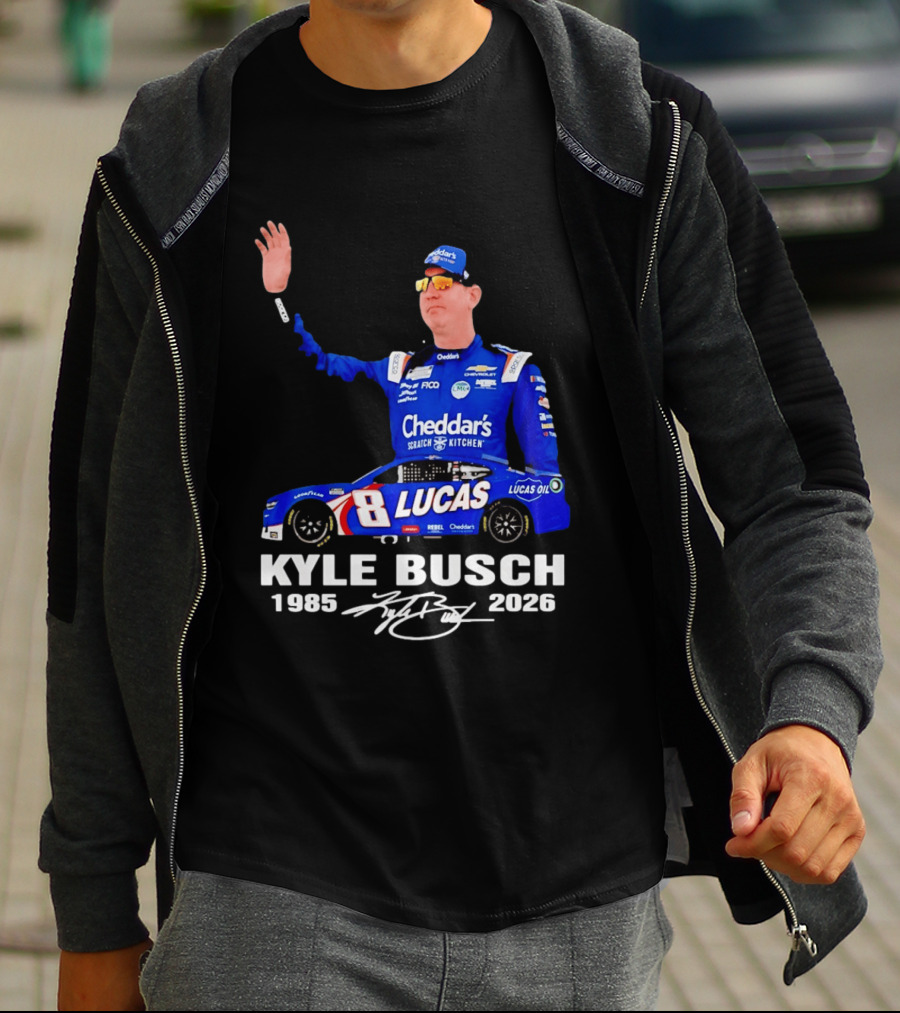 Kyle Busch 1985 2026 Lucas Oil Cheddar's Scratch Kitchen T-Shirt