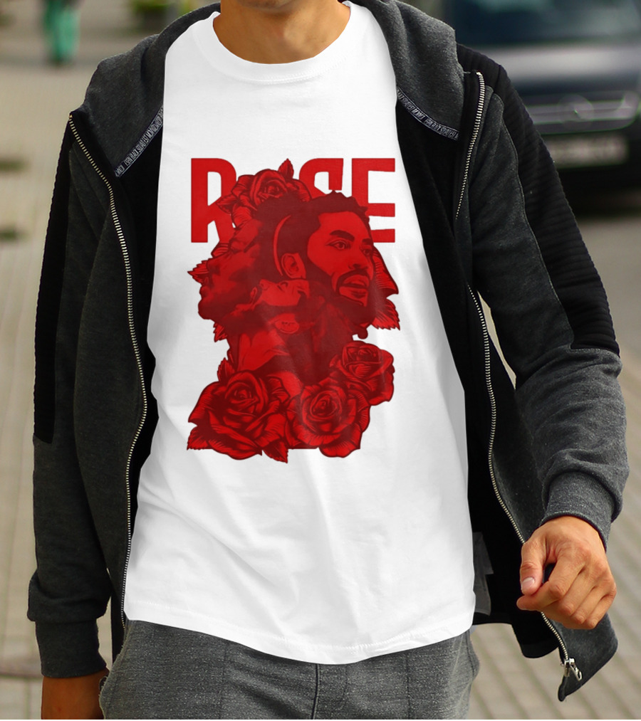 Derrick Rose Red Rose Portrait With Decorative Roses T-Shirt