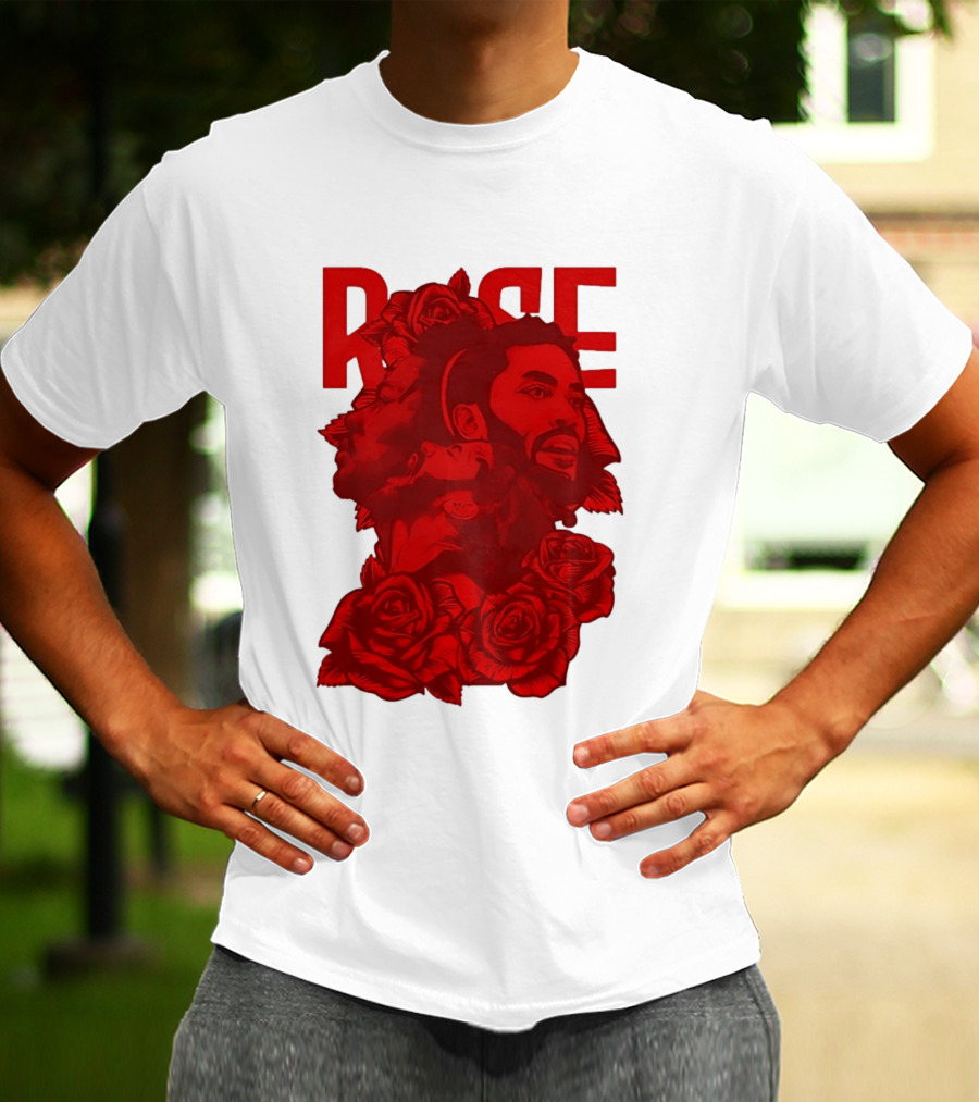 Derrick Rose Red Rose Portrait With Decorative Roses T-Shirt