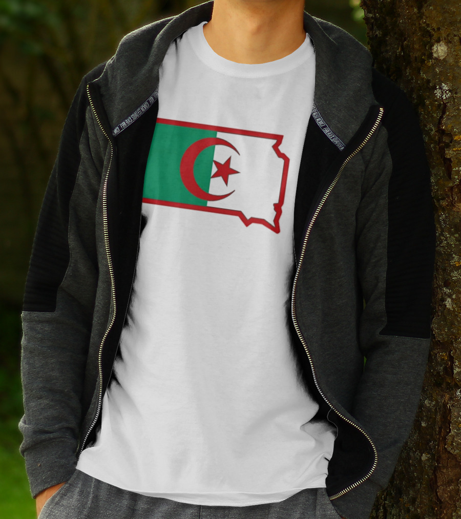 Lawrence Of Algeria Flag State Outline With Crescent And Star T-Shirt