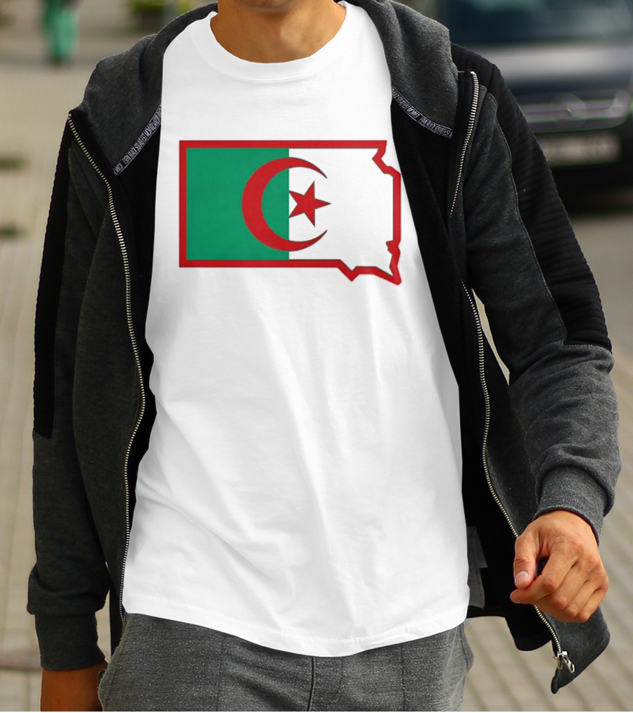 Lawrence Of Algeria Flag State Outline With Crescent And Star T-Shirt