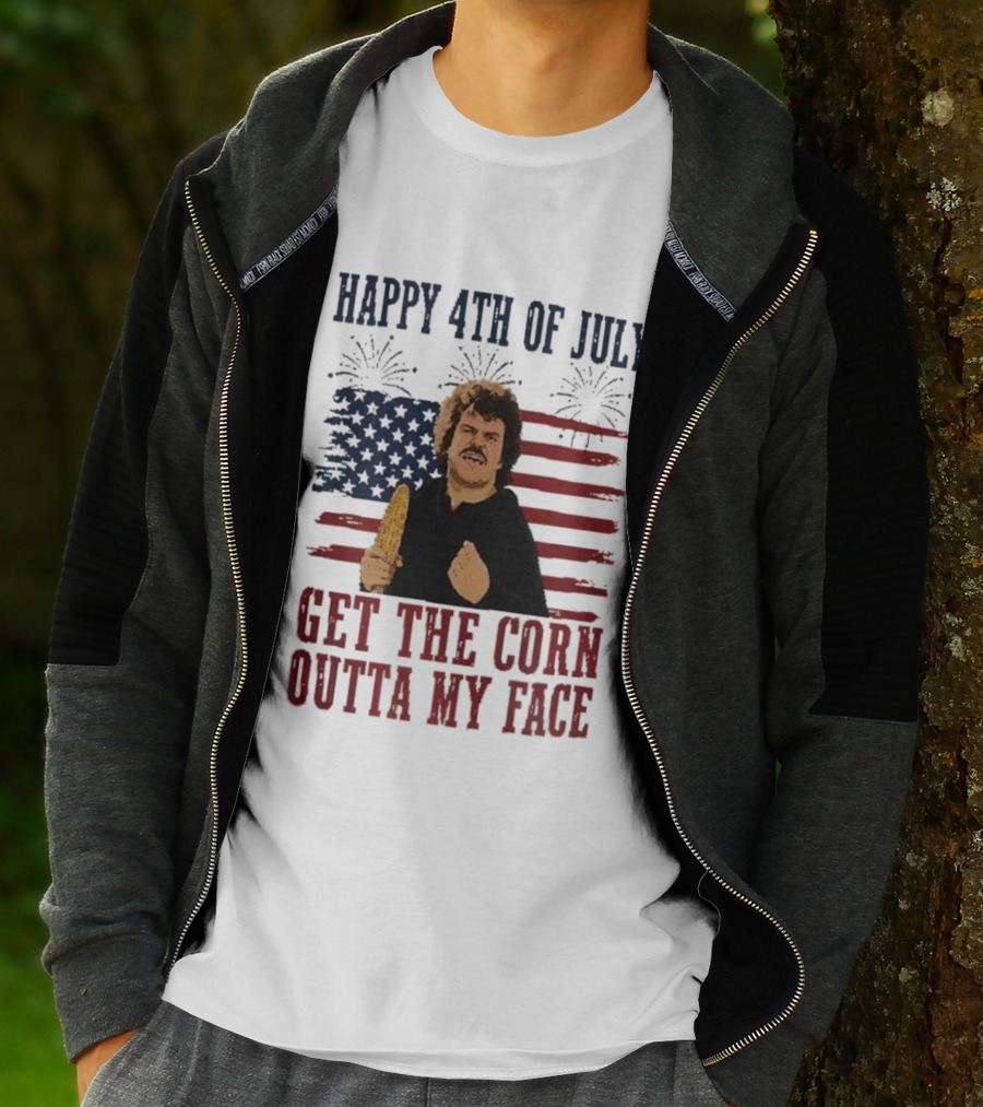 Nacho Libre Get The Corn Outta My Face Happy 4th Of July USA Flag Fireworks T-Shirt