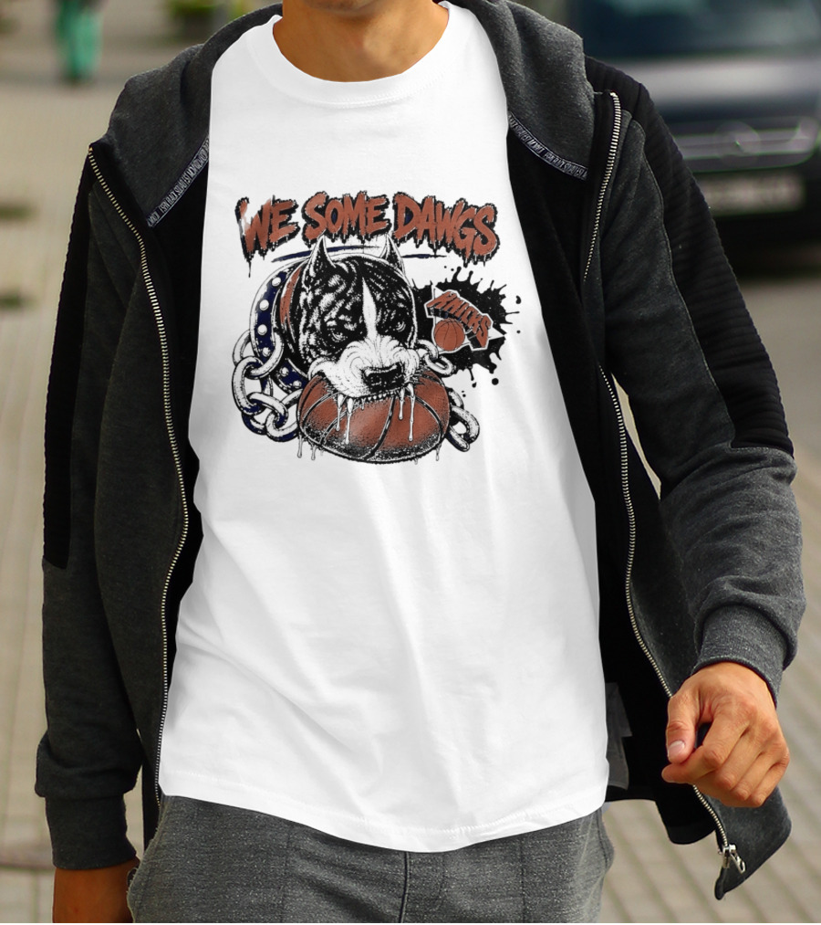 We Some Dawgs Knicks Basketball Pitbull Chain Dripping T-Shirt
