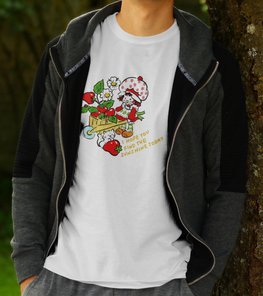 Strawberry Shortcake I Hope You Find The Sunshine Today Vintage Cartoon Character With Strawberries And Flowers T-Shirt