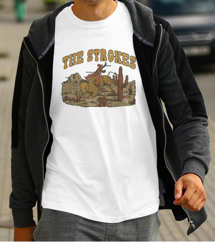 The Strokes Western Bull Rider Desert Scene T-Shirt