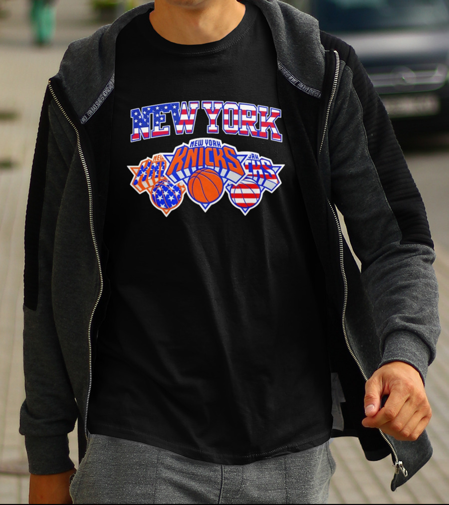 New York Knicks 4th Of July American Flag Basketball Stars And Stripes T-Shirt