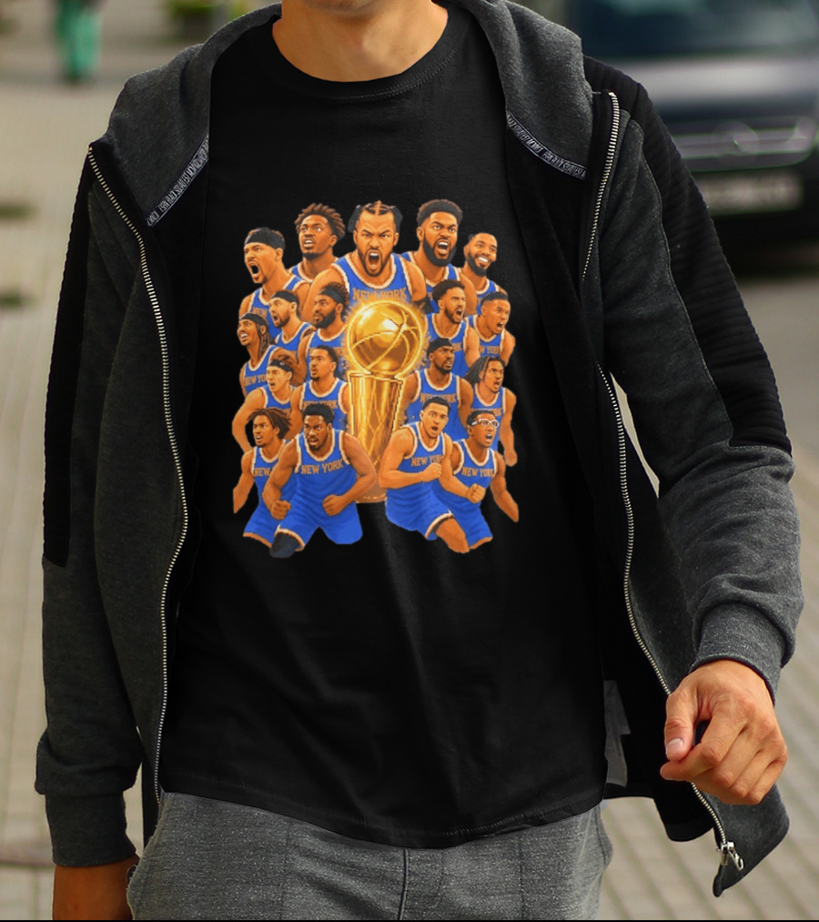 New York Knicks NBA Champions 2026 Players And Trophy Celebration T-Shirt
