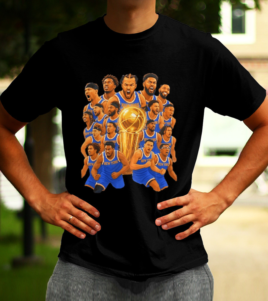 New York Knicks NBA Champions 2026 Players And Trophy Celebration T-Shirt