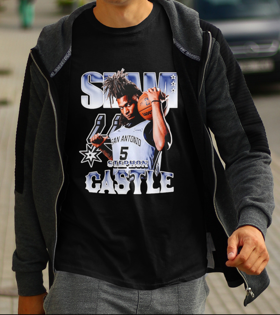 San Antonio Spurs Stephon Castle SLAM Basketball Star T-Shirt