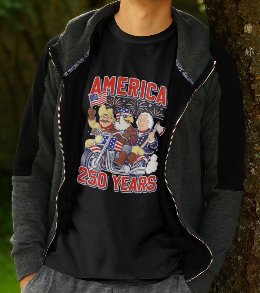 America 250 Years Patriotic Motorcycle Ride With Eagle T-Shirt