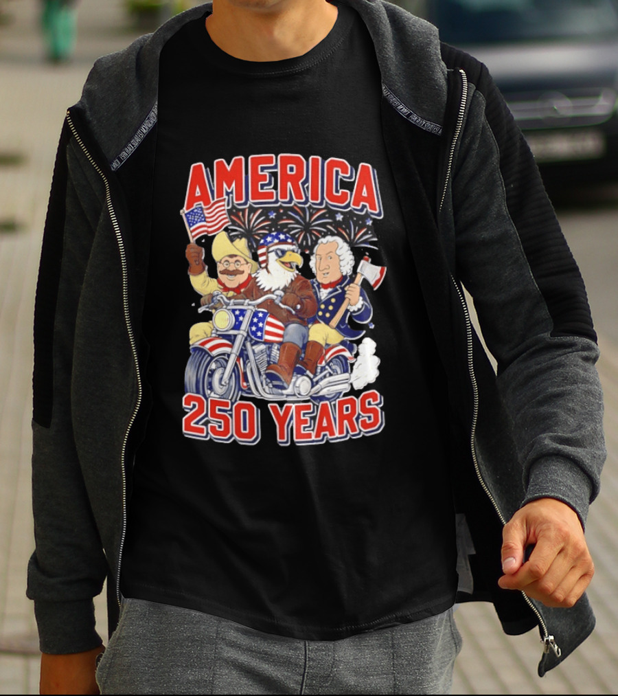 America 250 Years Patriotic Motorcycle Ride With Eagle T-Shirt