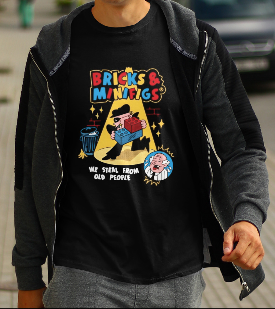 Bricks And Minifigs Spotlight Scene Robber We Steal From Old People T-Shirt