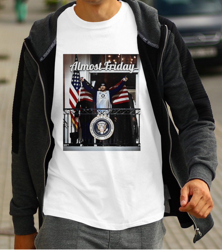 Almost Friday Justin Gaethje US Flag Blue Room Balcony White House UFC Freedom 250 T-Shirt