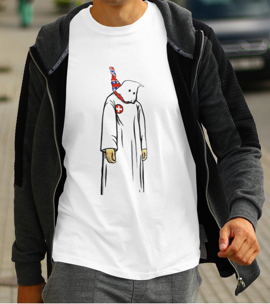 Ku Klux Klan Robed Figure Hanging By Confederate Flag T-Shirt