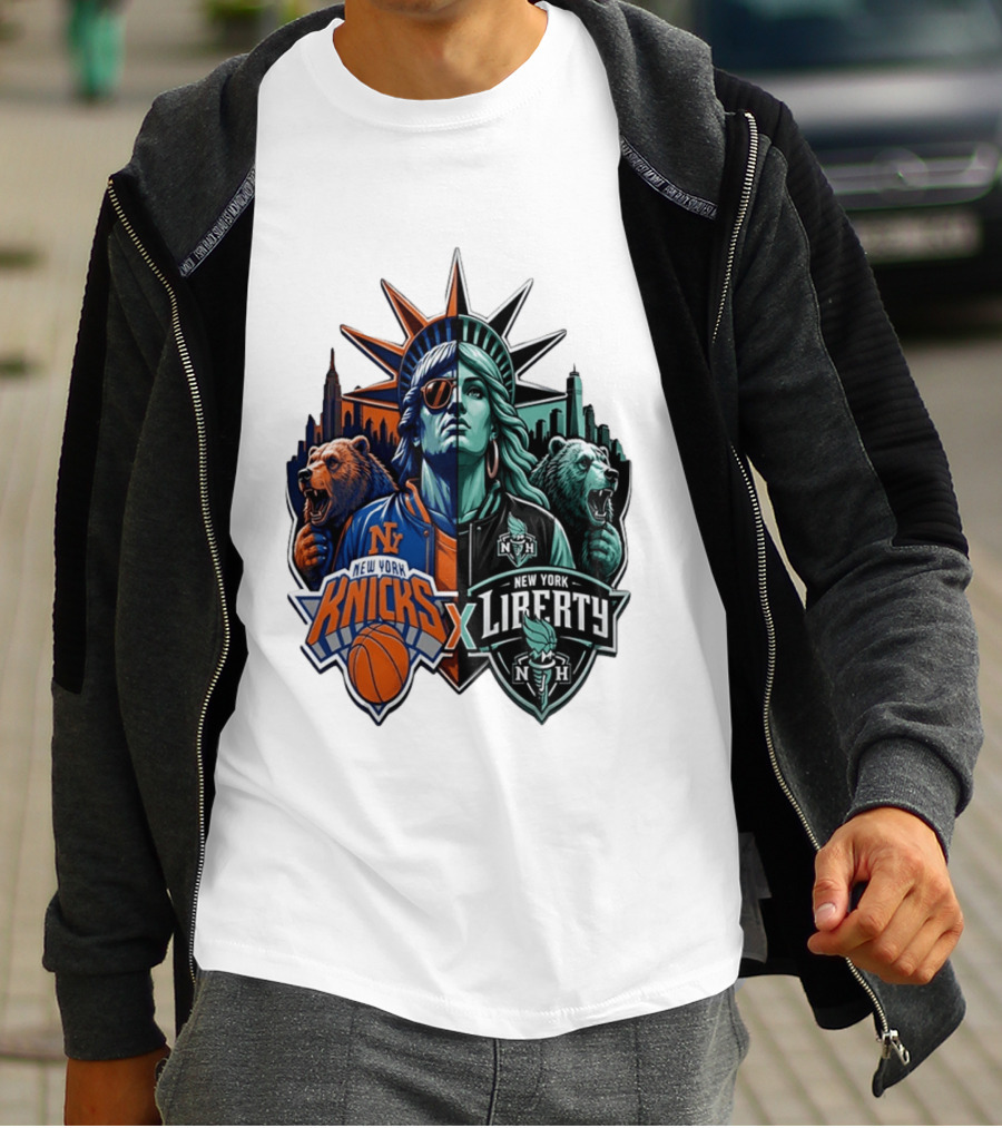 New York Knicks X Liberty Statue Of Liberty NBA WNBA T-Shirt