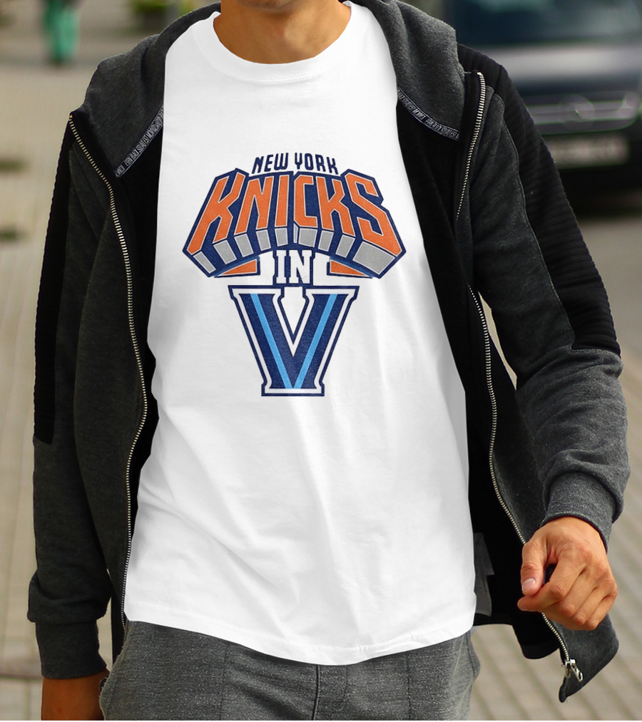 New York Knicks In V Villanova Wildcats Basketball Collaboration NBA 2026 T-Shirt