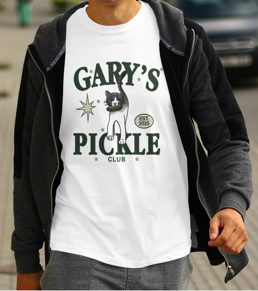 Gary's Pickle Club Cat Est 2025 Fun T-Shirt