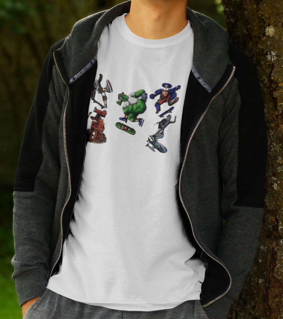 Philadelphia Sports Mascots Skateboarding Extravaganza Happy National Day T-Shirt