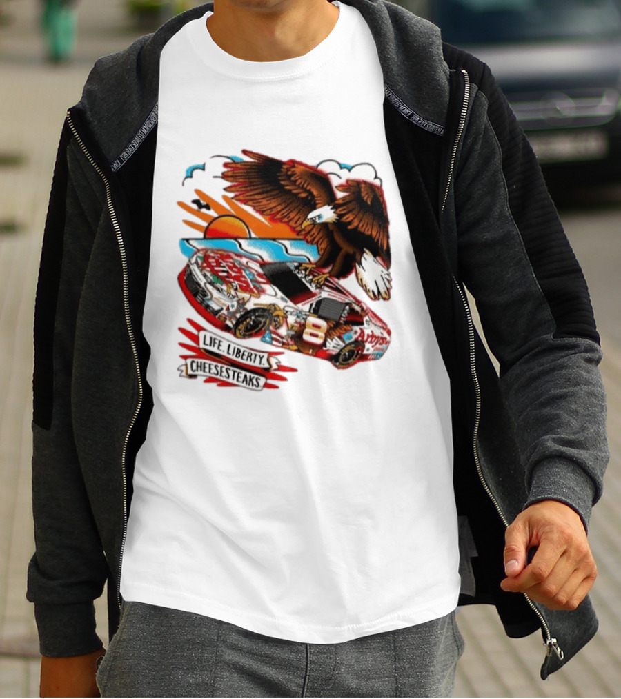 Life Liberty Cheesesteaks Arby's Racing Car Eagle Patriotic T-Shirt