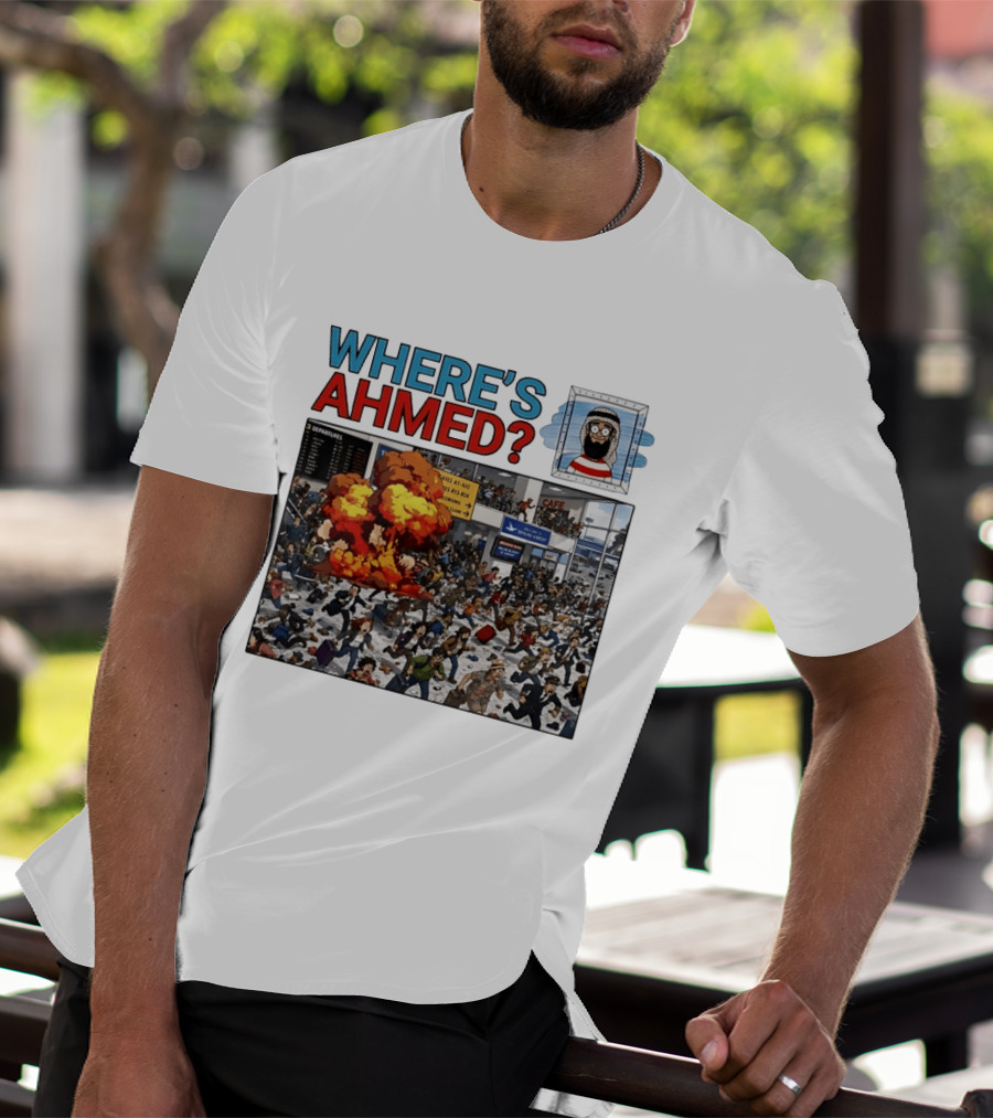Where's Ahmed September 11 Attacks Cartoon Explosion Scene T-Shirt