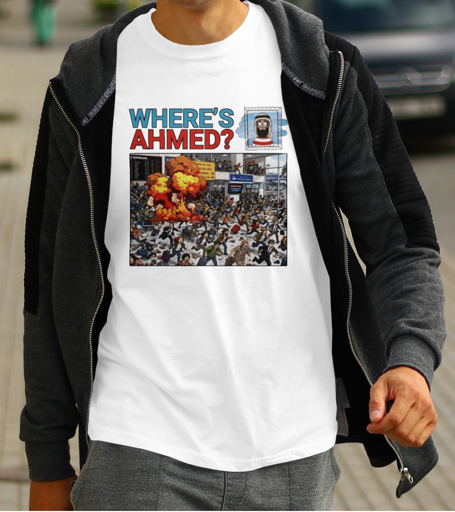 Where's Ahmed September 11 Attacks Cartoon Explosion Scene T-Shirt